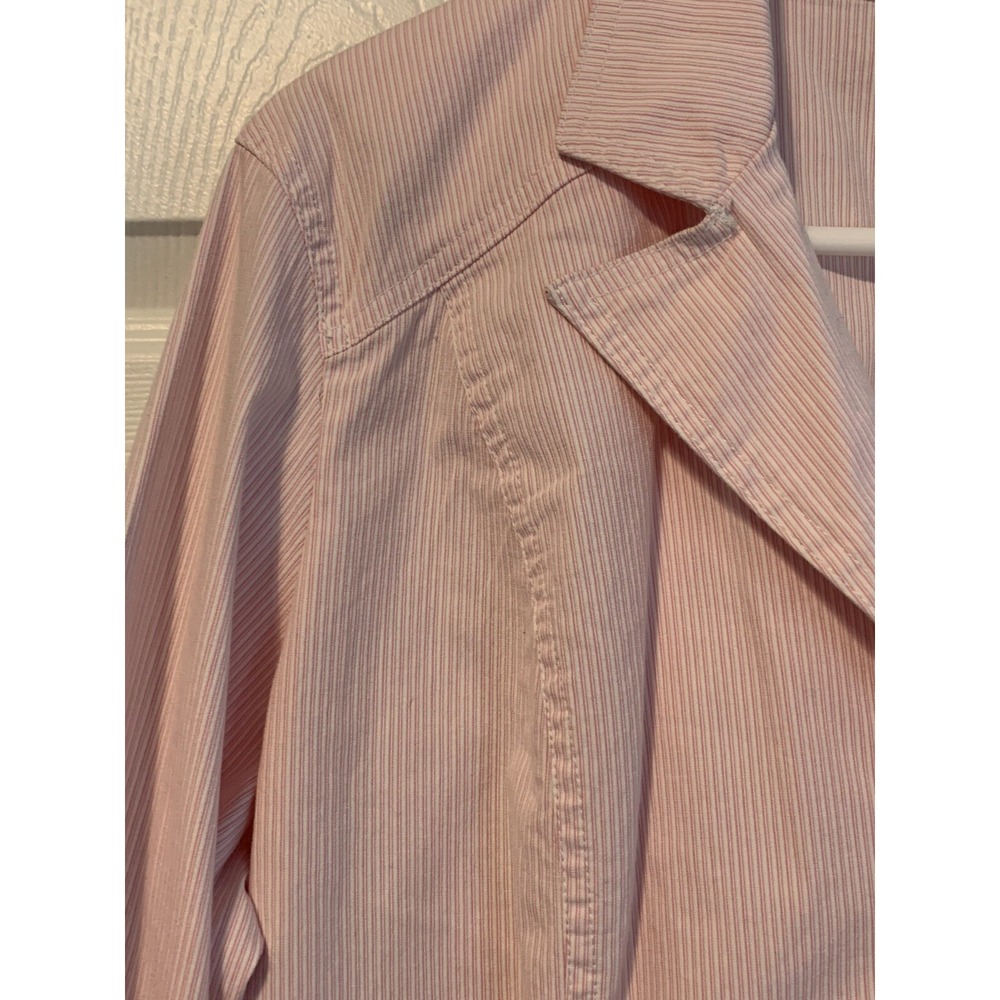 St. Johns Bay Blazer Women's Large Striped Career Jacket Coat Pink White NWT - Picture 2 of 7